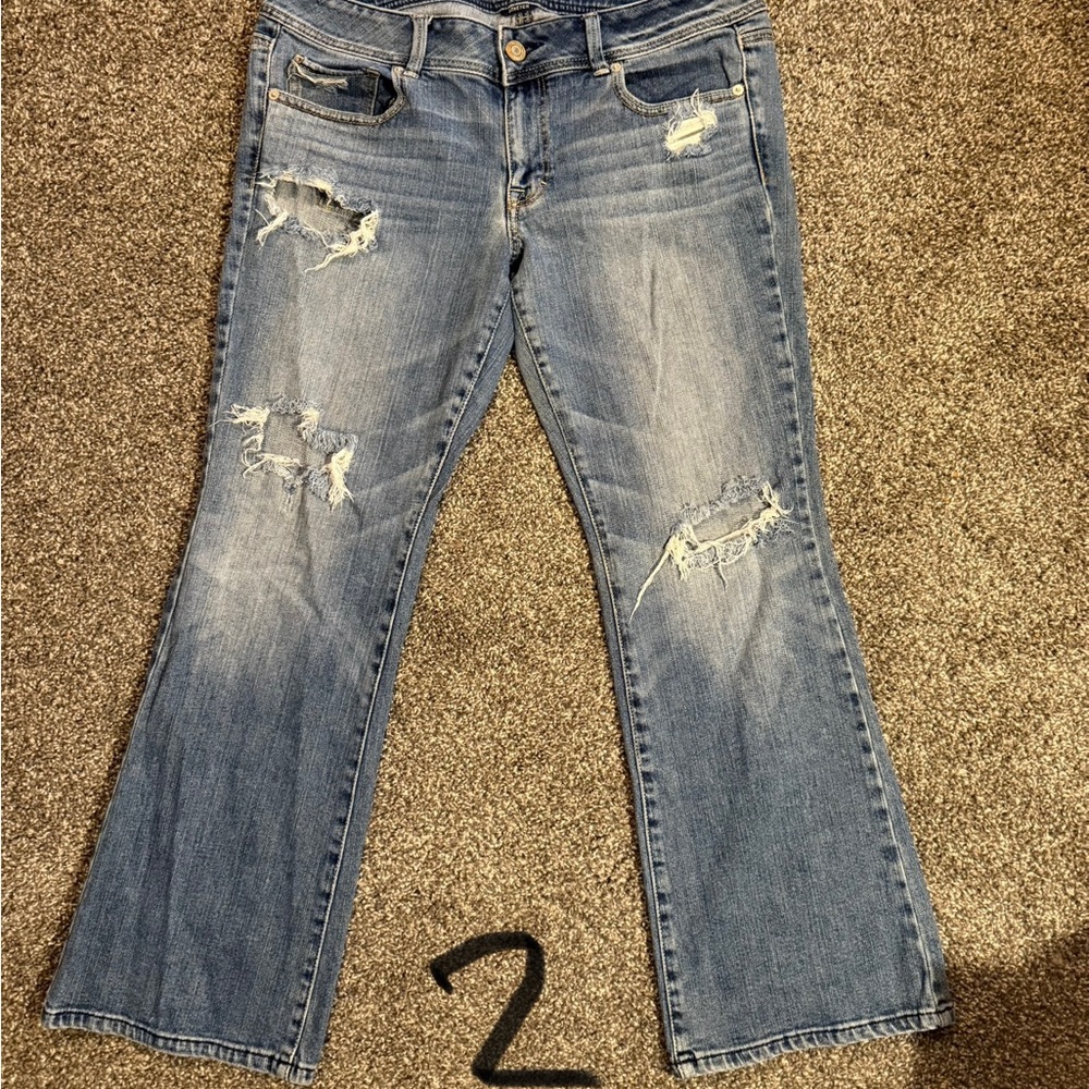 American Eagle Outfitters Light Blue Distressed Boot Cut Jeans